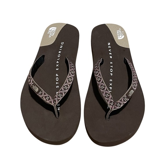 The North Face Brown Pink Flip Flip Thong Sandal Women Size 9 Foam New - Picture 1 of 7